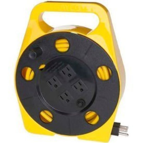 Bayco® Quad Plug Cord Reel SL-755, 16/3 GA, 25'L Cord, Yellow, Bayco, Mfr#: SL-755