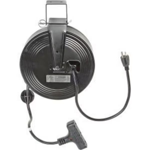 Bayco® SL-801 Triple Tap Extension Cord, Retractable Reel, 30'L Cord, 14/3 GA, BLK, Bayco, Mfr#: SL-801
