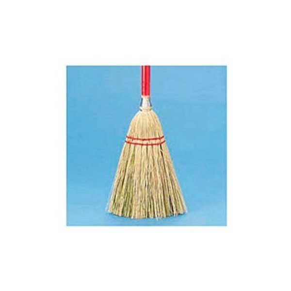 Lobby Broom Corn Fiber Bristles, 39" Wood Handle Red/Yellow -, Unisan, Mfr#: BWK951TEA