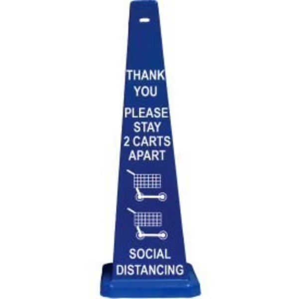 Cortina Lamba 03-600-75B Cone, Blue, 36", "Thank You Please Stay 2 Carts Apart Social Distancing", Cortina Safety Products, Mfr#: 03-600-75B