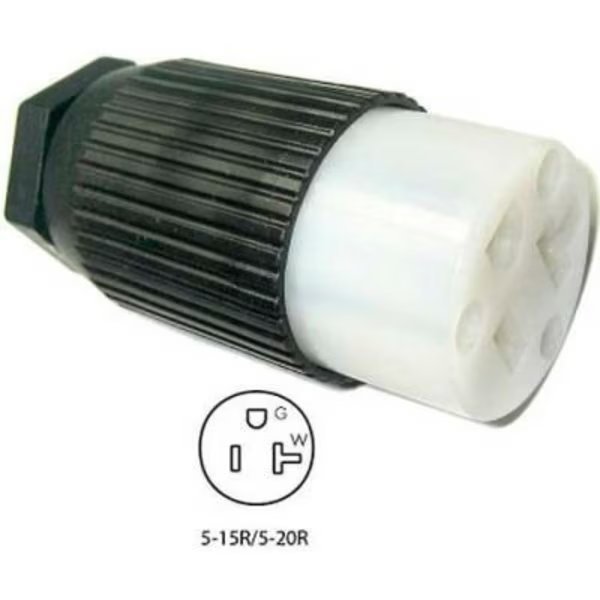Conntek 60201, 15 to 20-Amp Straight Blade Connector with NEMA 5-15/20R Female End, 2 Pole-3 Wire, Conntek, Mfr#: 60201