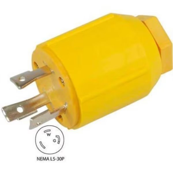 Conntek 60311-YW, 30-Amp Locking Assembly Plug with NEMA L5-30P Male End, 2 Pole- 3 Wire, Conntek, Mfr#: 60311-YW