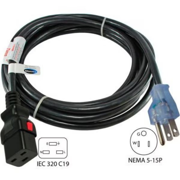 Conntek 8F515LC19, 15A, Power Supply Cord with Push Lock, NEMA 5-15P to IEC C19, Conntek, Mfr#: 8F515LC19