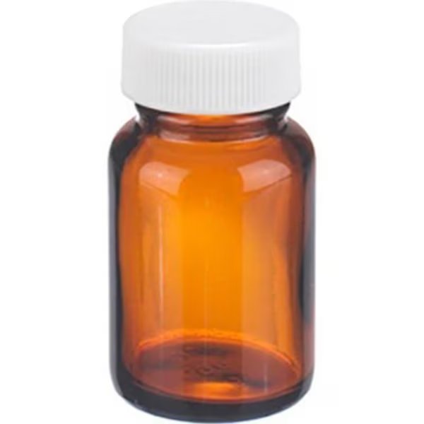 Wheaton® 1 oz Amber Wide Mouth Packer Bottles, PP/PTFE Lined Caps, Case of 24, Cp Lab Safety., Mfr#: W216945