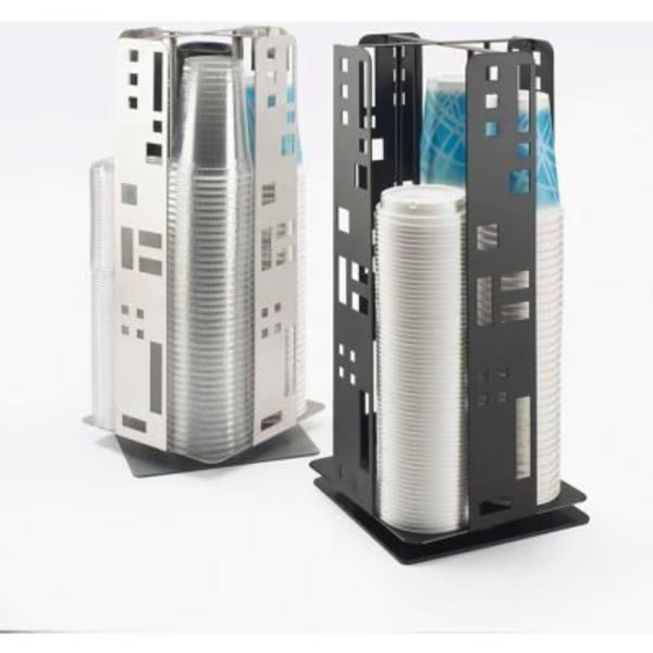 Cal-Mil 1615-55 Squared Revolving Cup & Lid Dispenser 8-1/4"W x 8-1/4"D x 18-1/4"H Stainless Steel, Cal Mil Plastics, Mfr#: 1615-55