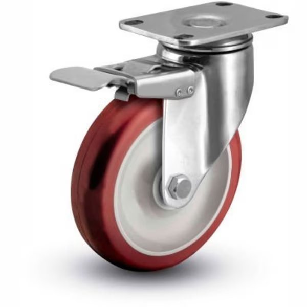 ¬Æ 2 Series Swivel Plate Caster Polyurethane With Brake 4" Dia. 275 Lb., Colson, Mfr#: 2.04456.944 BRK4