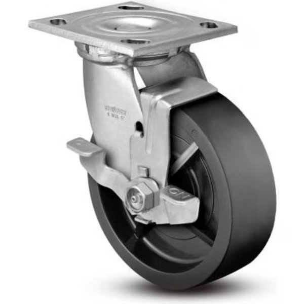 Colson® 4 Series Swivel Plate Caster 4.04109.839 BRK7 Polyolefin Top Lock Brake 4" Dia. 500 Lb., Colson, Mfr#: 4.04109.839 BRK7