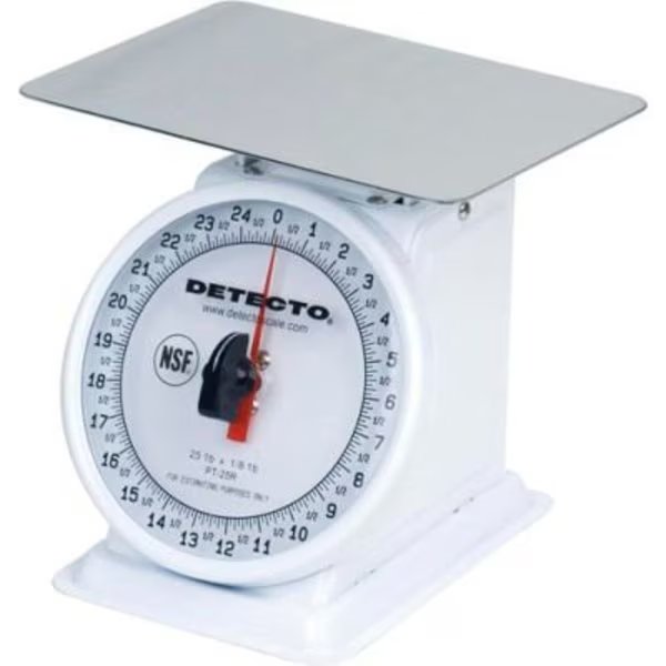 Detecto PT-25 Top Load Scale 25 x 1/8lb W/ Enamel Finish, 6" Fixed Dial, 5-3/4" Square Platform, Detecto, Mfr#: PT-25