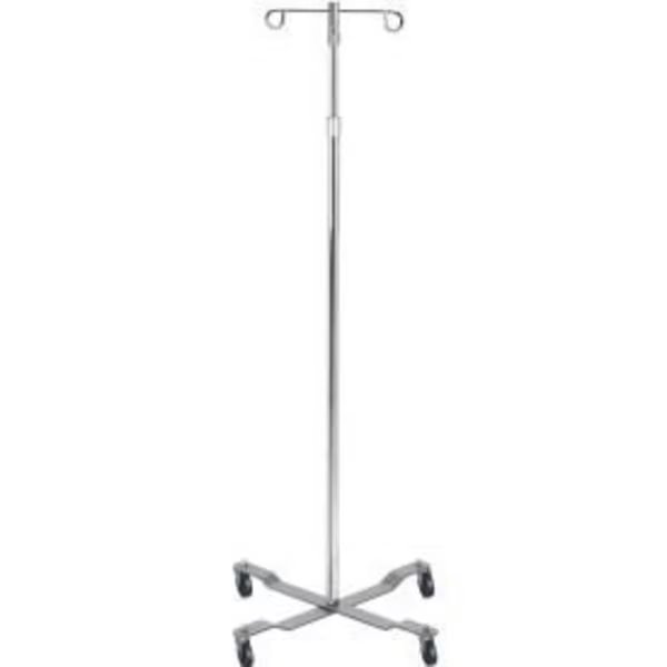 Drive Medical 13033 Economy Removable Top IV Pole, Chrome Plated Steel, 2 Hook, 40"- 82" Height, Drive Medical, Mfr#: 13033