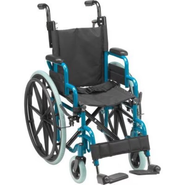 Drive Medical WB1400-2GJB Wallaby Pediatric Folding Wheelchair, 14" Seat, Jet Fighter Blue, Drive Medical, Mfr#: WB1400-2GJB