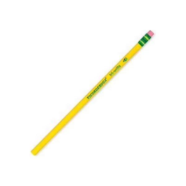 Dixon® Ticonderoga Tri-Write HB #2 Pencil With Latex-Free Eraser, Yellow, Dozen, Dixon Ticonderoga, Mfr#: 13856