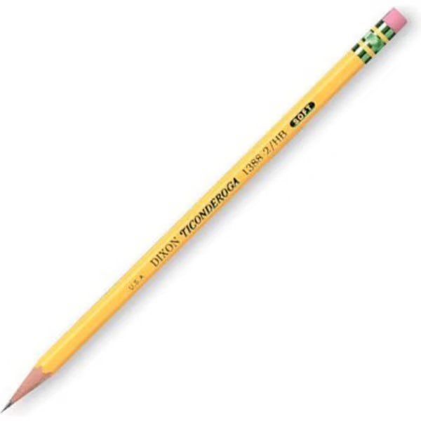 Dixon® Ticonderoga HB #2 Pencil With Eraser, Yellow Barrel, 72/Box, Dixon Ticonderoga, Mfr#: 33904