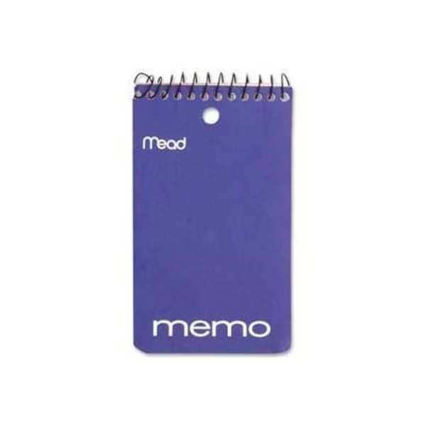 Mead® Coil Memo Notebook, 3" x 5", College Ruled, Top Wirebound, White, 60 Sheets/Pad, Mead Products, Mfr#: 45354
