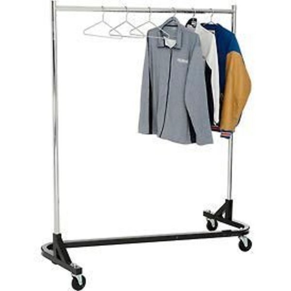 Rolling Z Rack - Heavy Duty Square Tubing (RZ/1) - Chrome Upright & Hangrail - Black Base, Amko Displays, Mfr#: RZK/7