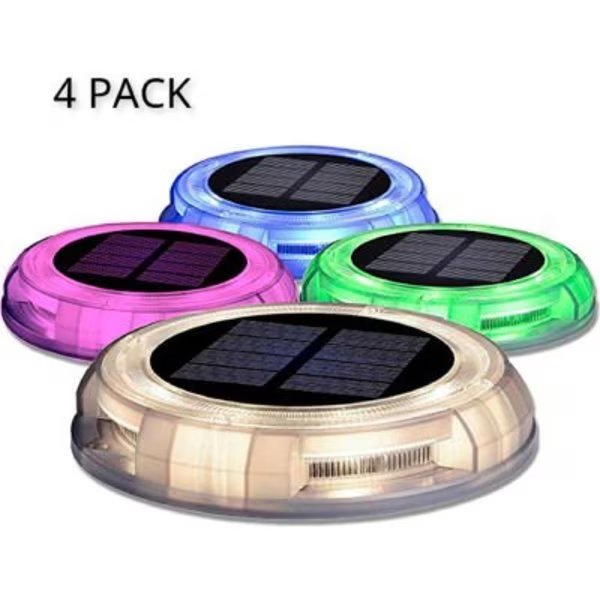 eLEDing® Solar Garden Decoration Dusk to Dawn LED Light, White, Purple, Blue, Green, Pack of 4, E E Systems Group, Mfr#: EE801WLW4-RGB