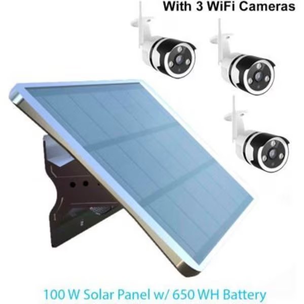 Solar Panel, 100 W, 12V DC, 650 WH, E E Systems Group, Mfr#: EE8100W-POE650-3CAM