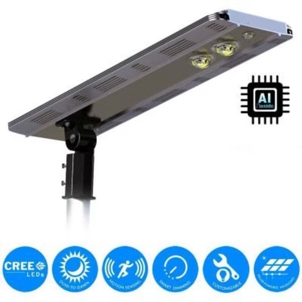 eLEDing® Solar Powered 20W 3200 Lumens AI SMART CREE 5000K LED Street Parking Lot Area Light, E E Systems Group, Mfr#: EE820W-AI20