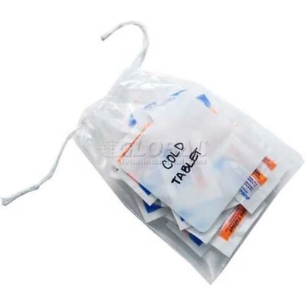 Pull Tite Drawstring Bags, 12"W x 15"L, 1.5 Mil, Clear, 1000/Pack, Lk Packaging, Mfr#: DS151518