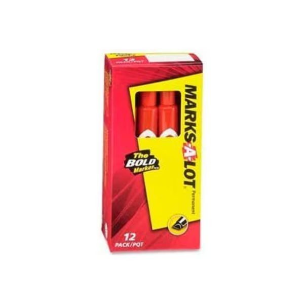 Avery® Marks-A-Lot Desk-Style Permanent Marker, Medium Chisel Tip, Red Ink, Dozen, Avery, Mfr#: 8887