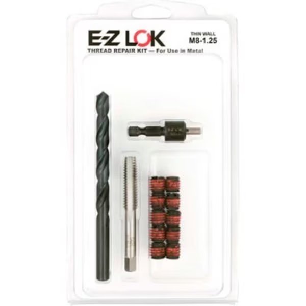 Thread Repair Kit, Self Locking Thread Inserts, M8-1.25x7/16"-14, Steel, E-Z Lok, Mfr#: EZ-310-M8