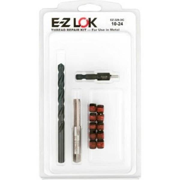 Screw-Locking Thread Repair Kit, Self Locking Thread Inserts, #10-24-3/8"-16, Steel, E-Z Lok, Mfr#: EZ-329-3IC