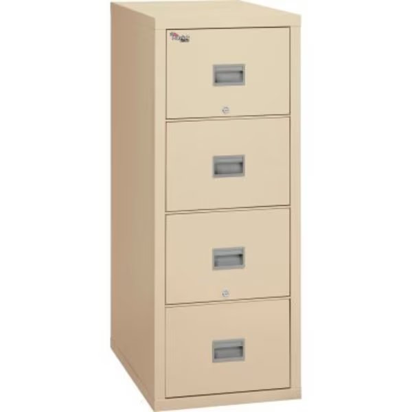 Fireking Fireproof 4 Drawer Vertical File Cabinet Legal-Letter 17-3/4"Wx25-1/16"Dx52-3/4"H Parchment, Fire King, Mfr#: 4P1825-CPA