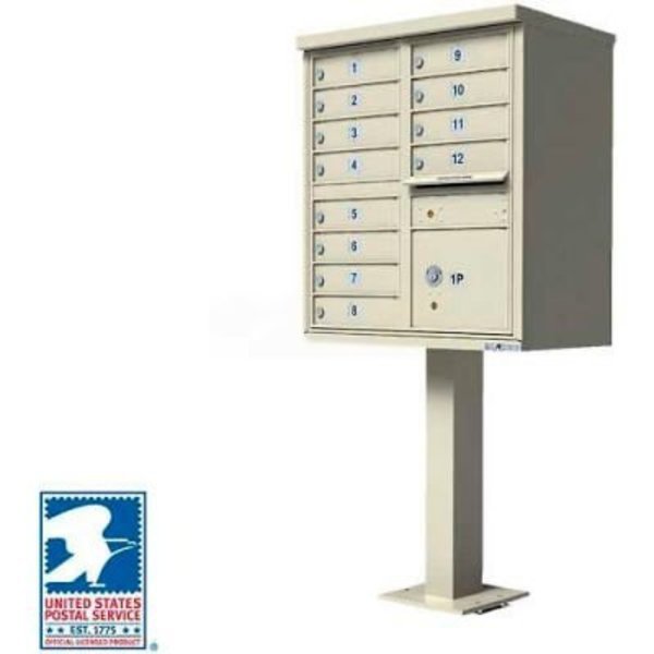 Vital Cluster Box Unit, 12 Mailboxes, 1 Parcel Locker, Sandstone, Florence Mfg Co, Mfr#: 1570-12SDAF