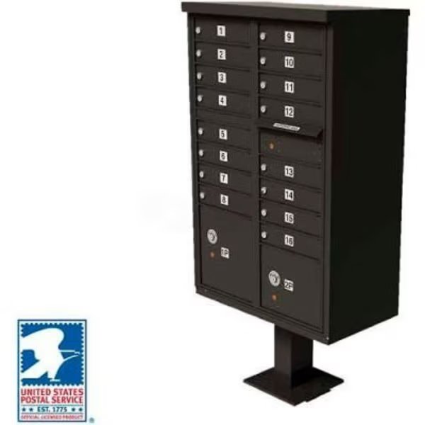 Vital Cluster Box Unit, 16 Mailboxes, 2 Parcel Lockers, Dark Bronze, Florence Mfg Co, Mfr#: 1570-16DBAF