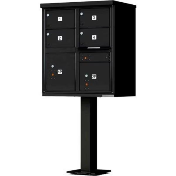 Vital Cluster Box Unit, 4 Mailboxes & 2 Parcel Lockers, Black, Florence Mfg Co, Mfr#: 1570-4T5BKAF