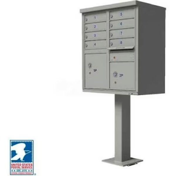 Vital Cluster Box Unit, 8 Mailboxes, 2 Parcel Lockers, Postal Grey, Florence Mfg Co, Mfr#: 1570-8AF