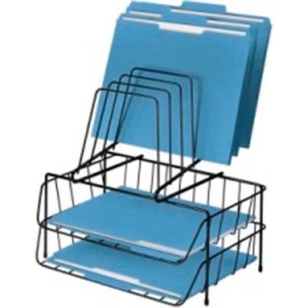 Fellowes Two Letter Tray Organizer w/Step File Black, Fellowes, Mfr#: 72391