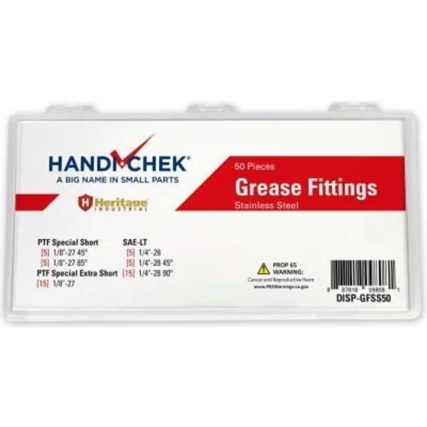 Grease Fitting Stainless Steel Assortment 50 Pieces, Flint Hills Trading, Mfr#: DISP-GFSS50