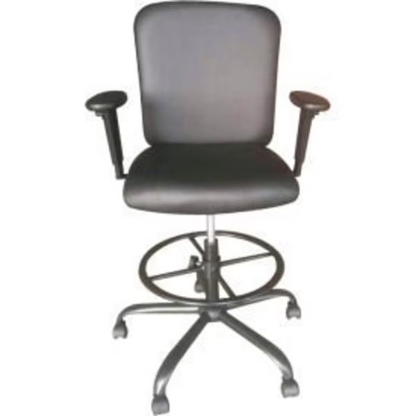 Interion    Antimicrobial PU Leather Big   Tall Drafting Stool, Black, Global Equipment, Mfr#: 81622H-1-ANT