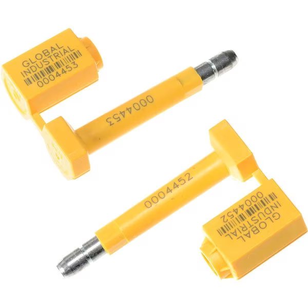 Global Industrial„¢ High Security Bolt Seal, Yellow, 50/Pack, Cambridge Security Seals, Mfr#: BLT20349