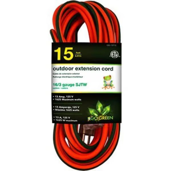 GoGreen Power 16/3 SJTW 15ft Heavy Duty Extension Cord, GG-13715 - Lighted End, Gogreen, Mfr#: GG-13715