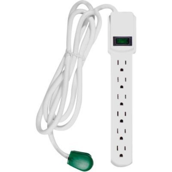 Surge Protected Power Strip, 6 Outlets, 15A, 160 Joules, 6' Cord, Gogreen, Mfr#: GG-16106MS