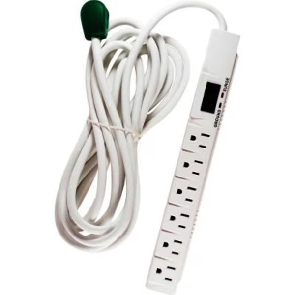 Surge Protected Power Strip, 6 Outlets, 15A, 1200 Joules, 15' Cord, Gogreen, Mfr#: GG-16315-15
