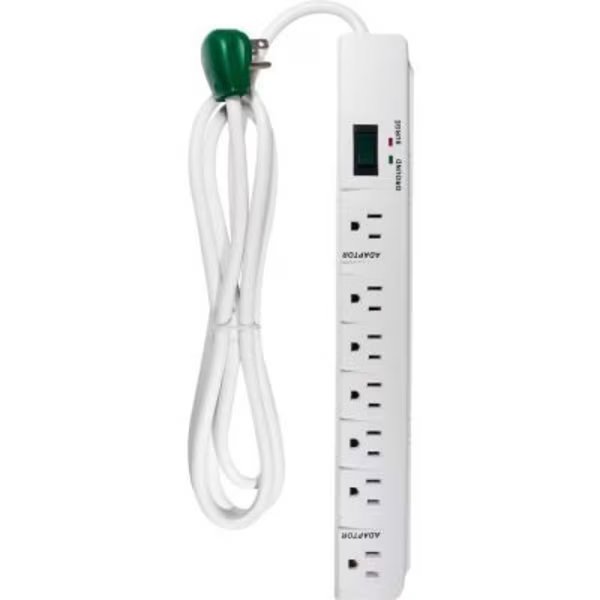 Surge Protected Power Strip, 7 Outlets, 15A, 1200 Joules, 6' Cord, Gogreen, Mfr#: GG-17636