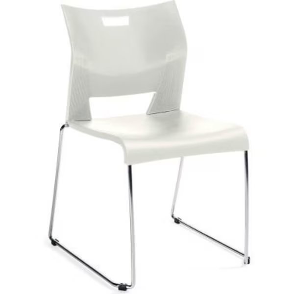 Global„¢ Armless Molded Stacking Chair with Sled Base - Plastic - Ivory Clouds - Duet Series, Gec, Mfr#: 6621CH-IVC