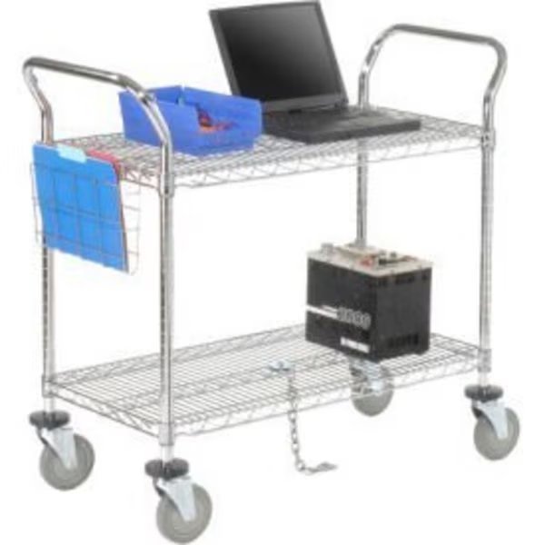 Nexel    Chrome ESD Utility Cart, 2 Shelf, 72"L x 24"W x 39"H, Polyurethane Casters, Global Equipment, Mfr#: 2472ESD2
