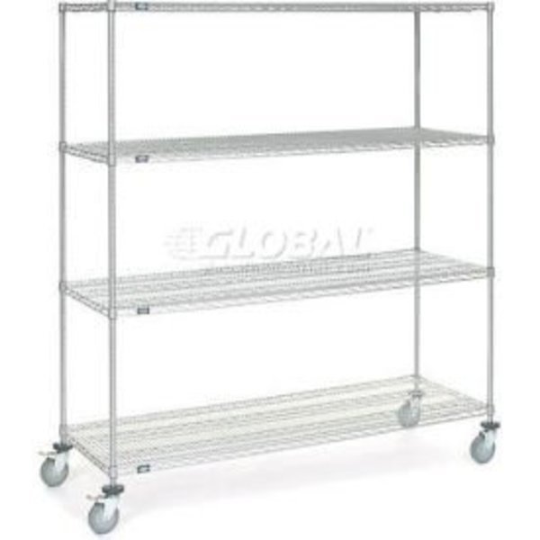 Nexel    Chrome ESD Wire Shelf Truck, 4 Shelf, 60"L x 18"W x 60"H, Polyurethane Casters, Global Equipment, Mfr#: C18605ESD