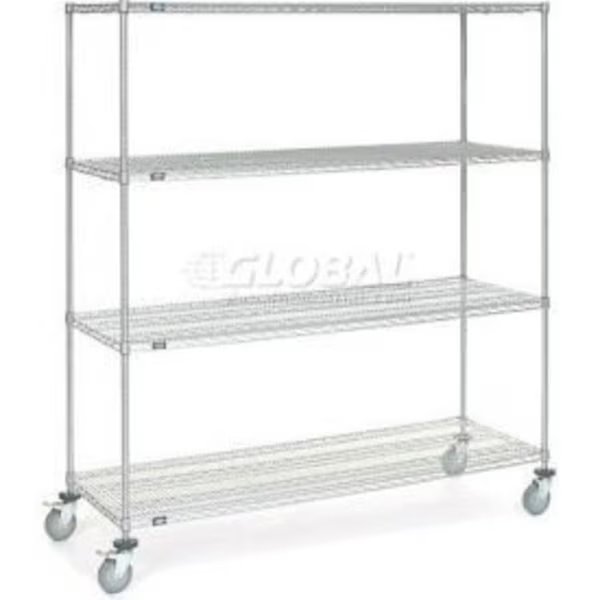 Nexel    Chrome ESD Wire Shelf Truck, 4 Shelf, 60"L x 18"W x 69"H, Polyurethane Casters, Global Equipment, Mfr#: C18606ESD
