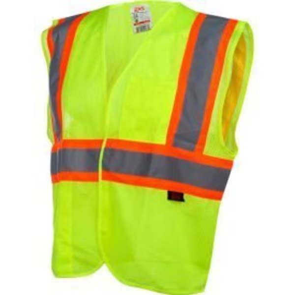 GSS Safety 1007 Standard Class 2 Two Tone Mesh Hook & Loop Safety Vest, Lime, Large, Gss Safety, Mfr#: 1007-LG