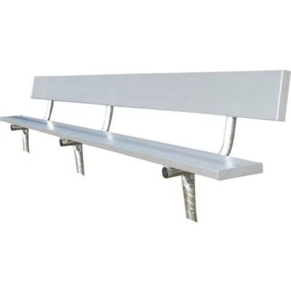 8' Aluminum Team Bench with Back and Galvanized Steel Frame, In Ground Mount, Gt Grandstands By Ultraplay, Mfr#: BE-PB00800