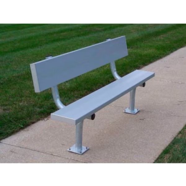 6' Aluminum Team Bench with Back and Galvanized Steel Frame, Surface Mount, Gt Grandstands By Ultraplay, Mfr#: BE-PH00600