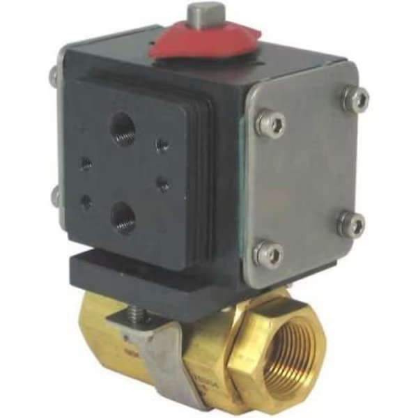 Gemini ValveÂ Brass Ball Valve W/500 Series Double-Acting Pneumatic Actuator, 1/2", Gemini Valve Sales & Service Inc., Mfr#: 1/2 86M-1-RT-6-A512D-PMK-2-A510