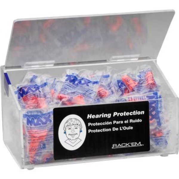 Horizon Mfg. 60 Pair Clear Plastic Foam Ear Plug Dispenser With Clear Lid, 5135, 9"L, Horizon Mfg, Mfr#: 5135