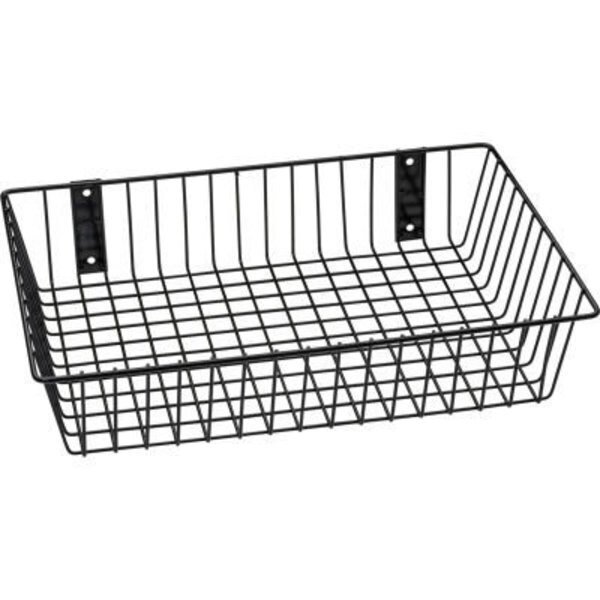 Rack'em„¢ Mount Anywhere Wire Basket 18"W x 12"D x 4"H Black, Horizon Mfg, Mfr#: 9079-B