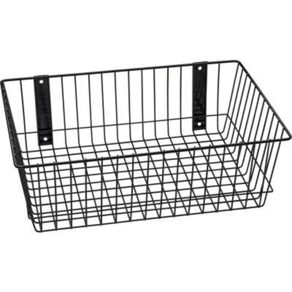 Rack'em„¢ Mount Anywhere Wire Basket 18"W x 12"D x 6"H Black, Horizon Mfg, Mfr#: 9085-B