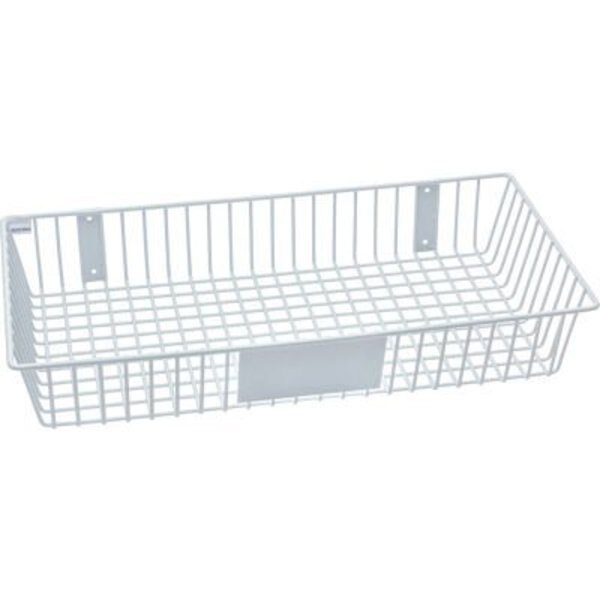 Rack'em„¢ Mount Anywhere Wire Basket 24"W x 12"D x 4"H White, Horizon Mfg, Mfr#: 9180-W